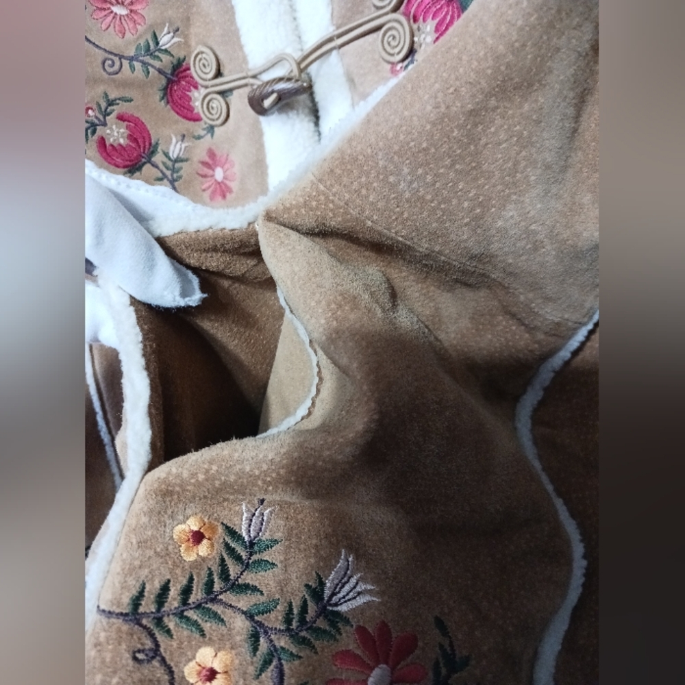 St. John's Bay XL  Faux Suede 90s Vintage Jacket Warm Pockets Floral - Picture 9 of 16